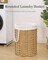 Laundry Hamper Round 19.0 Gal (72 L) Handwoven Rattan Laundry Basket, Large Wicker Laundry Hamper with Removable Laundry Bag Handles 2 Mesh Bags for Bathroom Living Room Natural